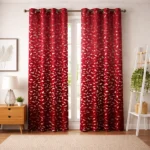 Elegant Velvet Foil Leaf Curtains for Living Room – Set of 2