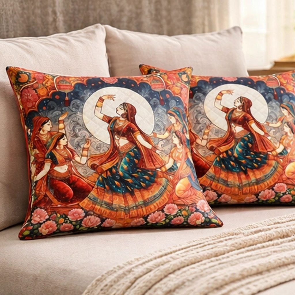 Luxury Satin Cushion Covers Floral Embroidery (16x16 Inch, Set of 2) | Stylish & Elegant Sofa Decor