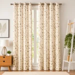 Elegant Velvet Foil Leaf Curtains for Living Room – Set of 2