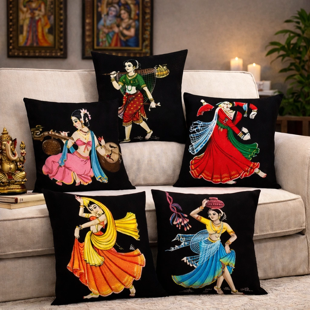 Stylish Digital Design Cushion Covers – Fancy Decorative Set (16x16 Inch, Set of 5)