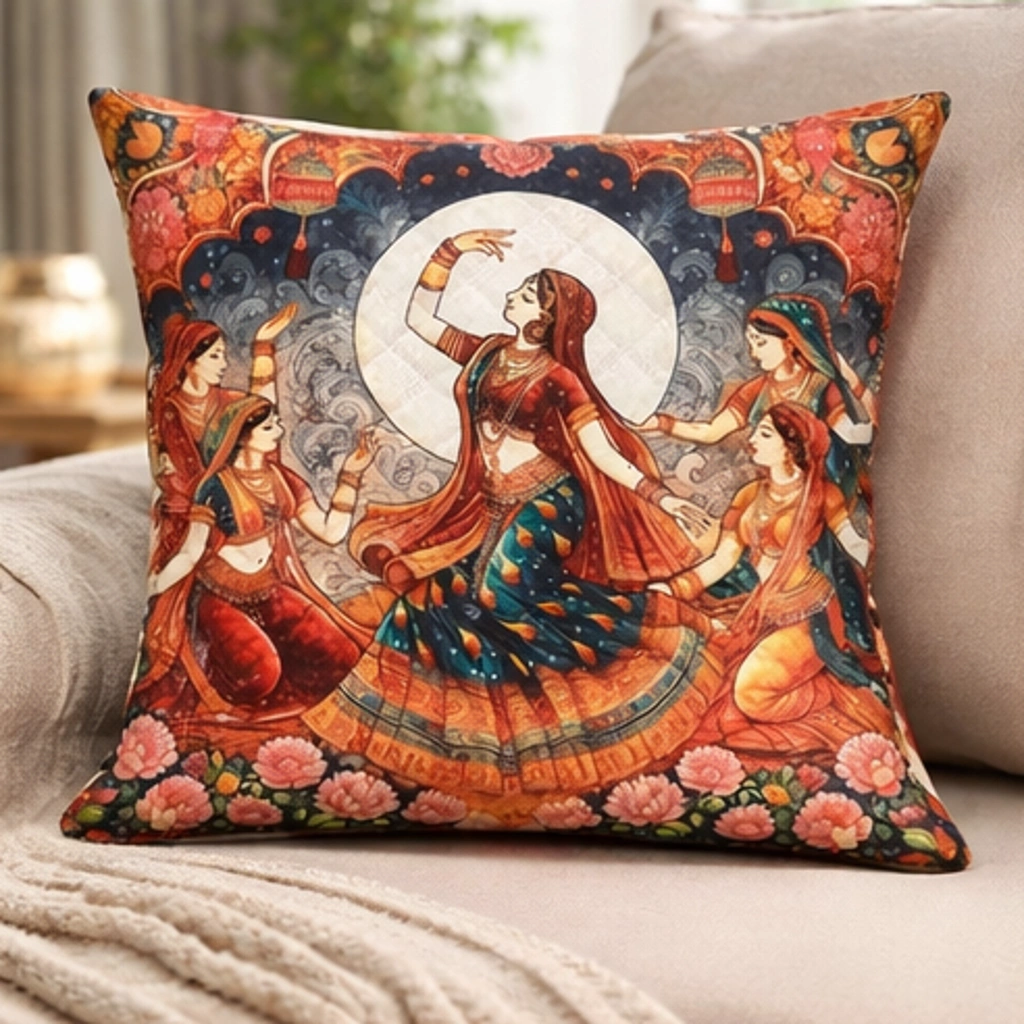 Luxury Satin Cushion Covers Floral Embroidery (16x16 Inch, Set of 2) | Stylish & Elegant Sofa Decor