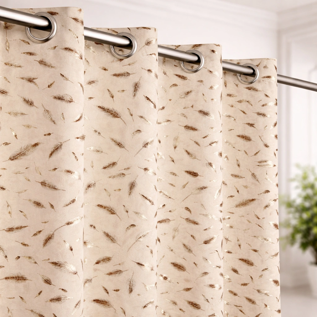 Elegant Velvet Foil Leaf Curtains for Living Room – Set of 2