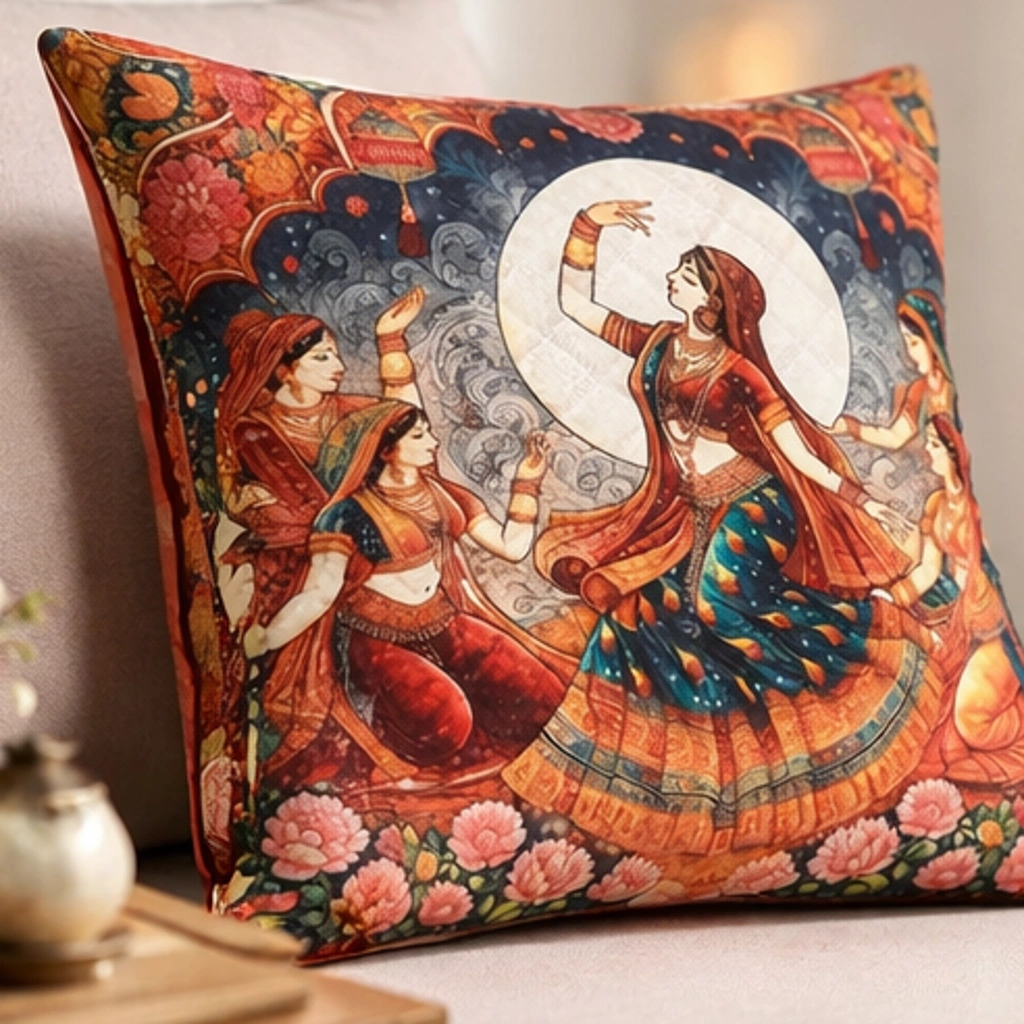 Luxury Satin Cushion Covers Floral Embroidery (16x16 Inch, Set of 2) | Stylish & Elegant Sofa Decor