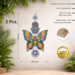 Evil Eye Butterfly Wall Hanging – Set of 2 Multi-Colour Decorative Wall Decor for Living Room & Bedroom