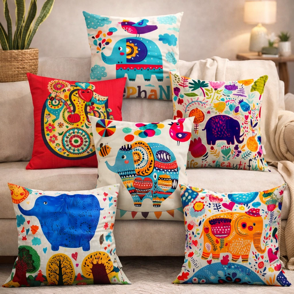 Stylish Digital Design Cushion Covers – Fancy Decorative Set (16x16 Inch, Set of 5)