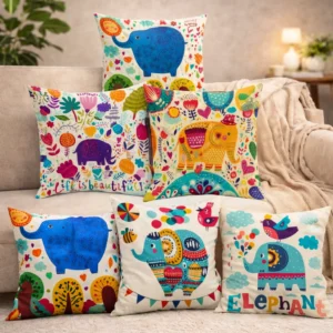 Stylish Digital Design Cushion Covers – Fancy Decorative Set (16x16 Inch, Set of 5)