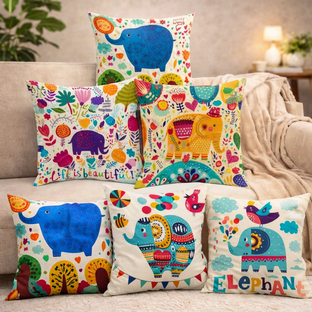 Stylish Digital Design Cushion Covers – Fancy Decorative Set (16x16 Inch, Set of 5)