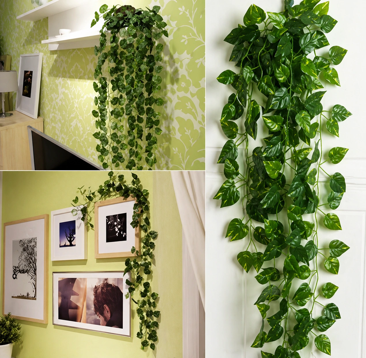 Artificial Money Plant Hanging Garland – Set of 5 Strings 7 Ft Green Leaf Vine Creeper for Home, Balcony & Wall Decor