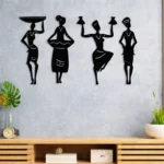 Beatbox Craft Abstract Women Wall Art – Set of 4 Black Wall Decor for Living Room, Bedroom & Office