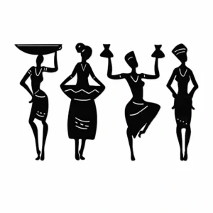 Beatbox Craft Abstract Women Wall Art – Set of 4 Black Wall Decor for Living Room, Bedroom & Office