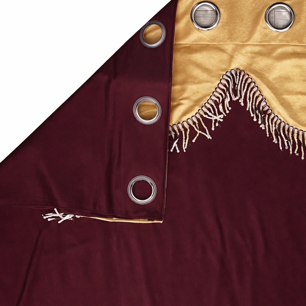 Cortina Floral Print Polyester Curtains – Set of 2 | 7 Ft Eyelet Window Drapes for Bedroom & Living Room | Maroon