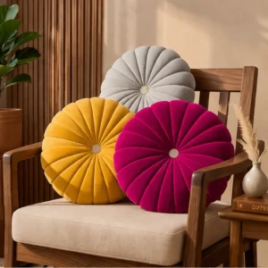 Fancy Round Cushion Covers | Stylish & Attractive Design (16x16 Inches, Set of 3) | Premium Home Decor