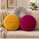 Fancy Round Cushion Covers | Stylish & Attractive Design (16x16 Inches, Set of 3) | Premium Home Decor