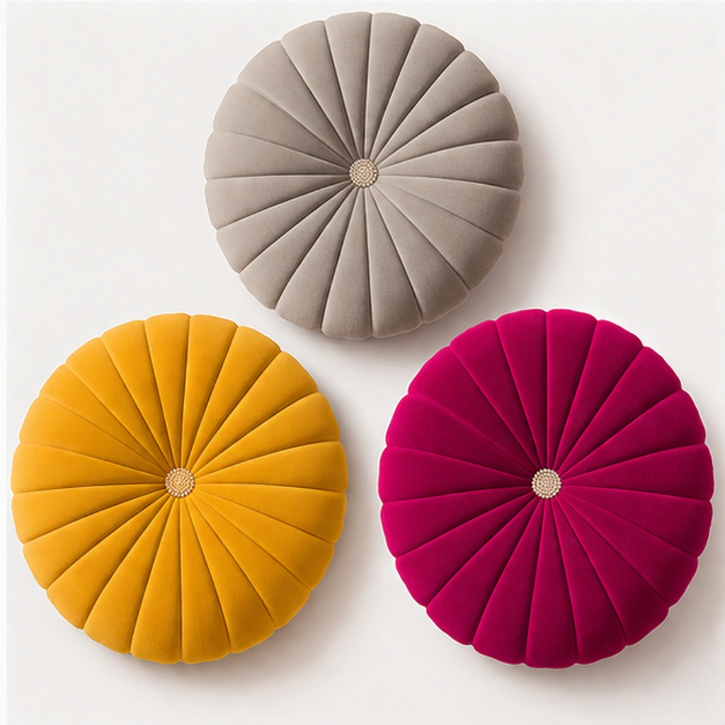 Fancy Round Cushion Covers | Stylish & Attractive Design (16x16 Inches, Set of 3) | Premium Home Decor
