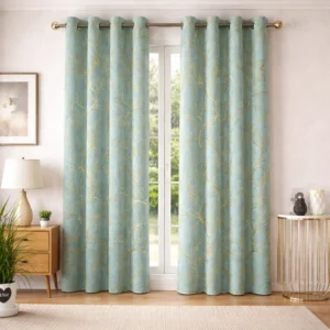 Homyra Decor Elegant Velvet Chinar Leaf Printed Door Curtains | Room Darkening | Set of 2