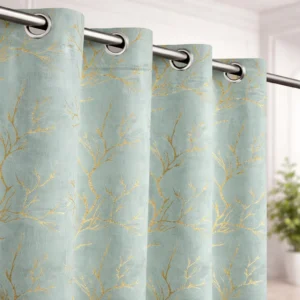 Homyra Decor Elegant Velvet Chinar Leaf Printed Door Curtains | Room Darkening | Set of 2