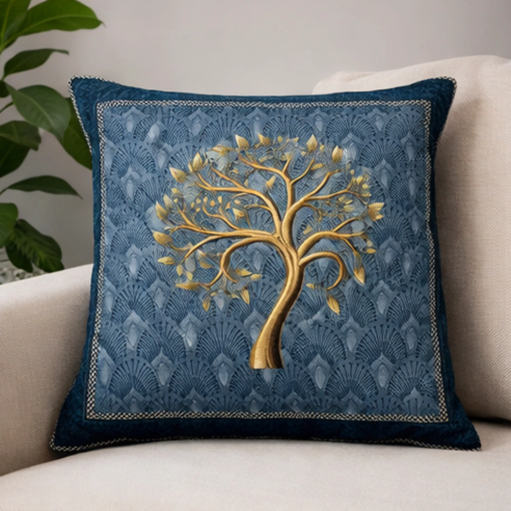 Luxury Holland Velvet Cushion Covers Soft Rose Print (16x16 Inch, Set of 5) Elegant Home Decor-blue-1