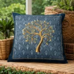 Luxury Holland Velvet Cushion Covers Soft Rose Print (16x16 Inch, Set of 5) Elegant Home Decor-blue-1