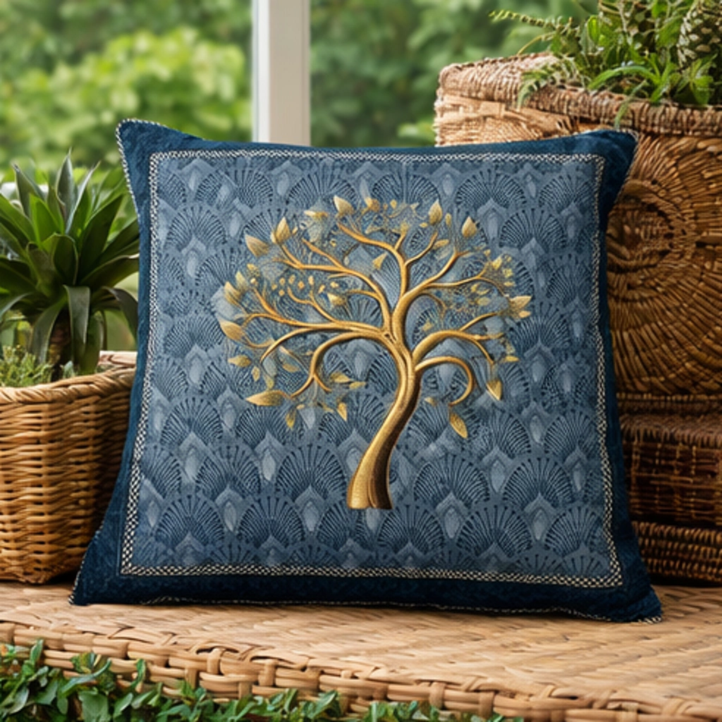 Luxury Holland Velvet Cushion Covers Soft Rose Print (16x16 Inch, Set of 5) Elegant Home Decor-blue-1