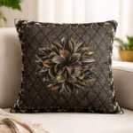Luxury Holland Velvet Cushion Covers Soft Rose Print (16x16 Inch, Set of 5) Elegant Home Decor-brown