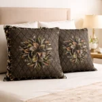 Luxury Holland Velvet Cushion Covers Soft Rose Print (16x16 Inch, Set of 5) Elegant Home Decor-brown
