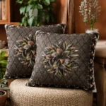 Luxury Holland Velvet Cushion Covers Soft Rose Print (16x16 Inch, Set of 5) Elegant Home Decor-brown
