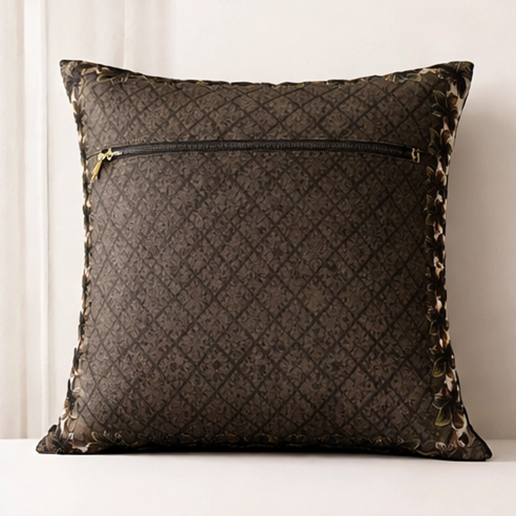 Luxury Holland Velvet Cushion Covers Soft Rose Print (16x16 Inch, Set of 5) Elegant Home Decor-brown