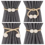 Magnetic Curtain Tiebacks – 2 Pair (4 PCS) Pearl Decorative Holdbacks for Window Drapes | Beige