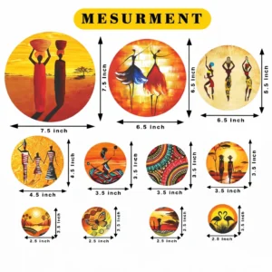 Moodpainter African Art MDF Wooden Wall Hanging – Set of 11 Decorative Wall Decor for Living Room, Bedroom & Office