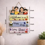“Welcome To Our Happy Crazy Loving Home” Wooden Wall Hanging – Decorative Wall Decor for Living Room, Bedroom & Office
