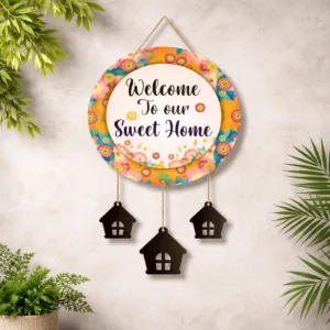 Welcome to Sweet Home Wall Hanging – Stylish Orange Decorative Wall Decor for Living Room & Entrance