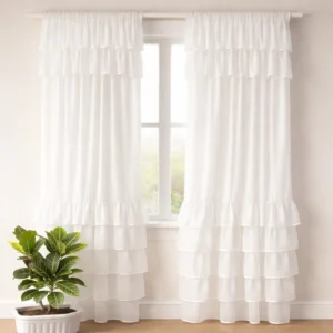 White - Homyra Decor Ethnic Tassel Sheer Curtains – Premium Soft Fabric Window Drapes for Living Room & Bedroom Home Decor