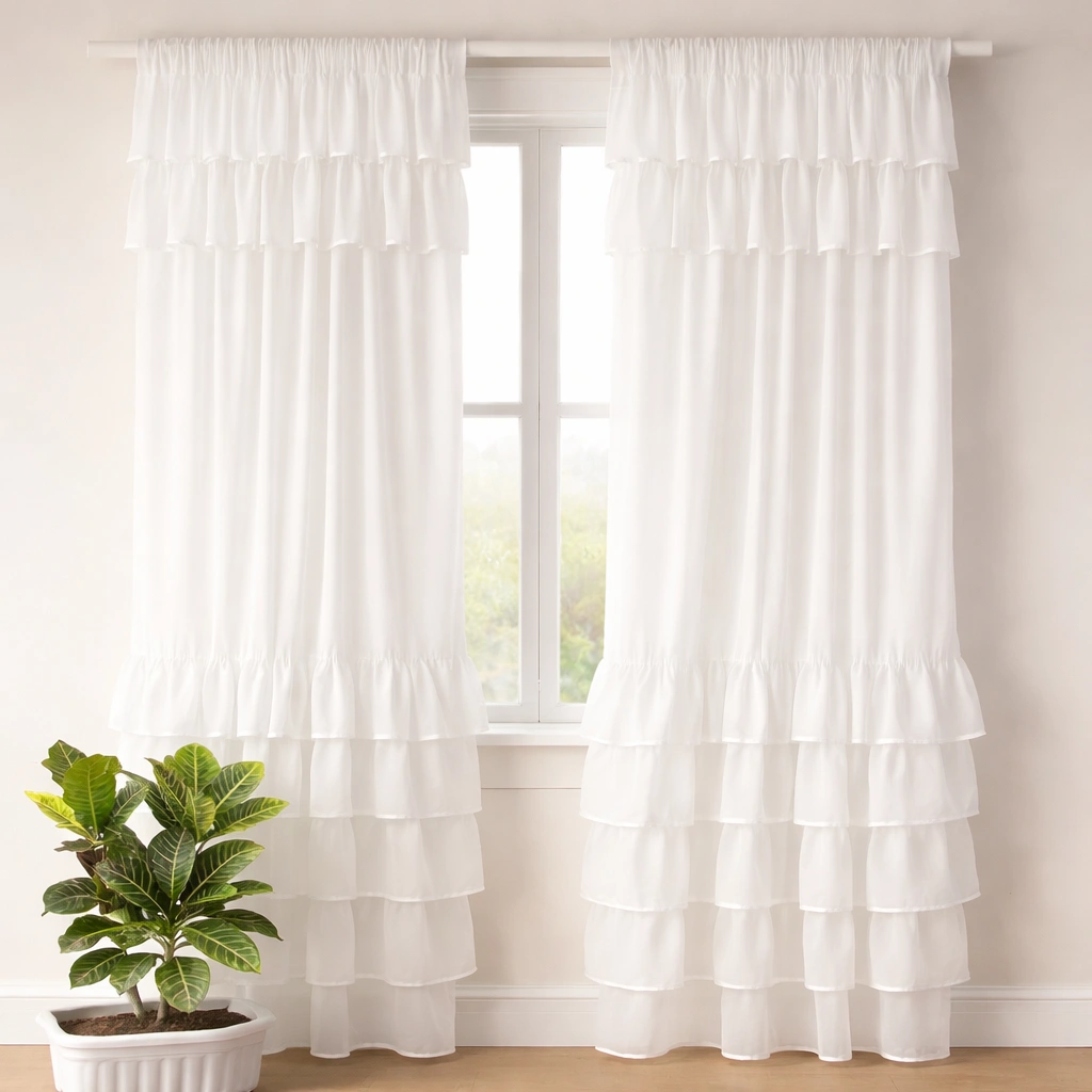 White - Homyra Decor Ethnic Tassel Sheer Curtains – Premium Soft Fabric Window Drapes for Living Room & Bedroom Home Decor