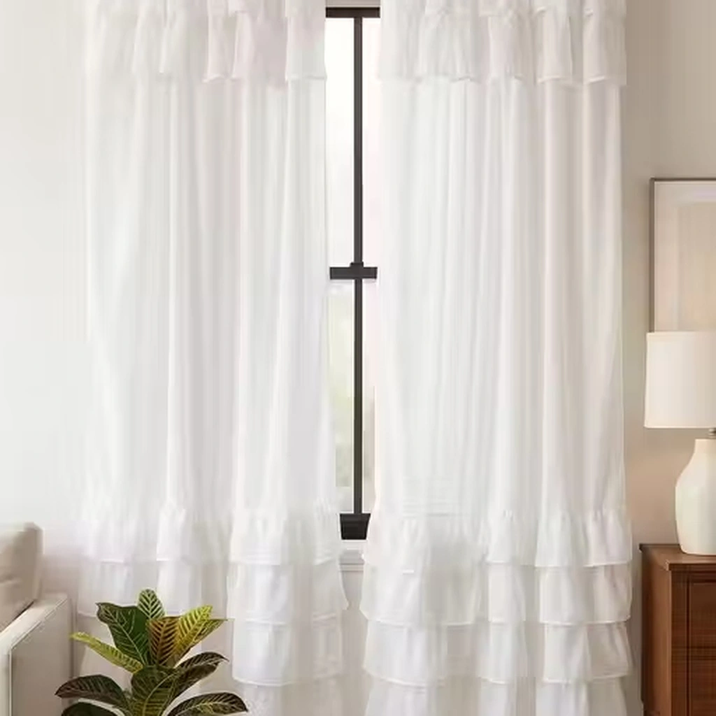 White - Homyra Decor Ethnic Tassel Sheer Curtains – Premium Soft Fabric Window Drapes for Living Room & Bedroom Home Decor