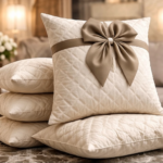 Luxe Bow Quilted Cushion Covers – Diamond Pattern, Set of 5 (40 cm)