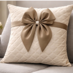 Luxe Bow Quilted Cushion Covers – Diamond Pattern, Set of 5 (40 cm)