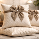 Luxe Bow Quilted Cushion Covers – Diamond Pattern, Set of 5 (40 cm)