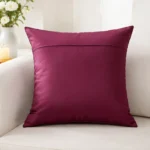 Luxury Satin Cushion Covers - Maroon Floral Embroidery (16x16 Inch, Set of 2) | Stylish Sofa Decor