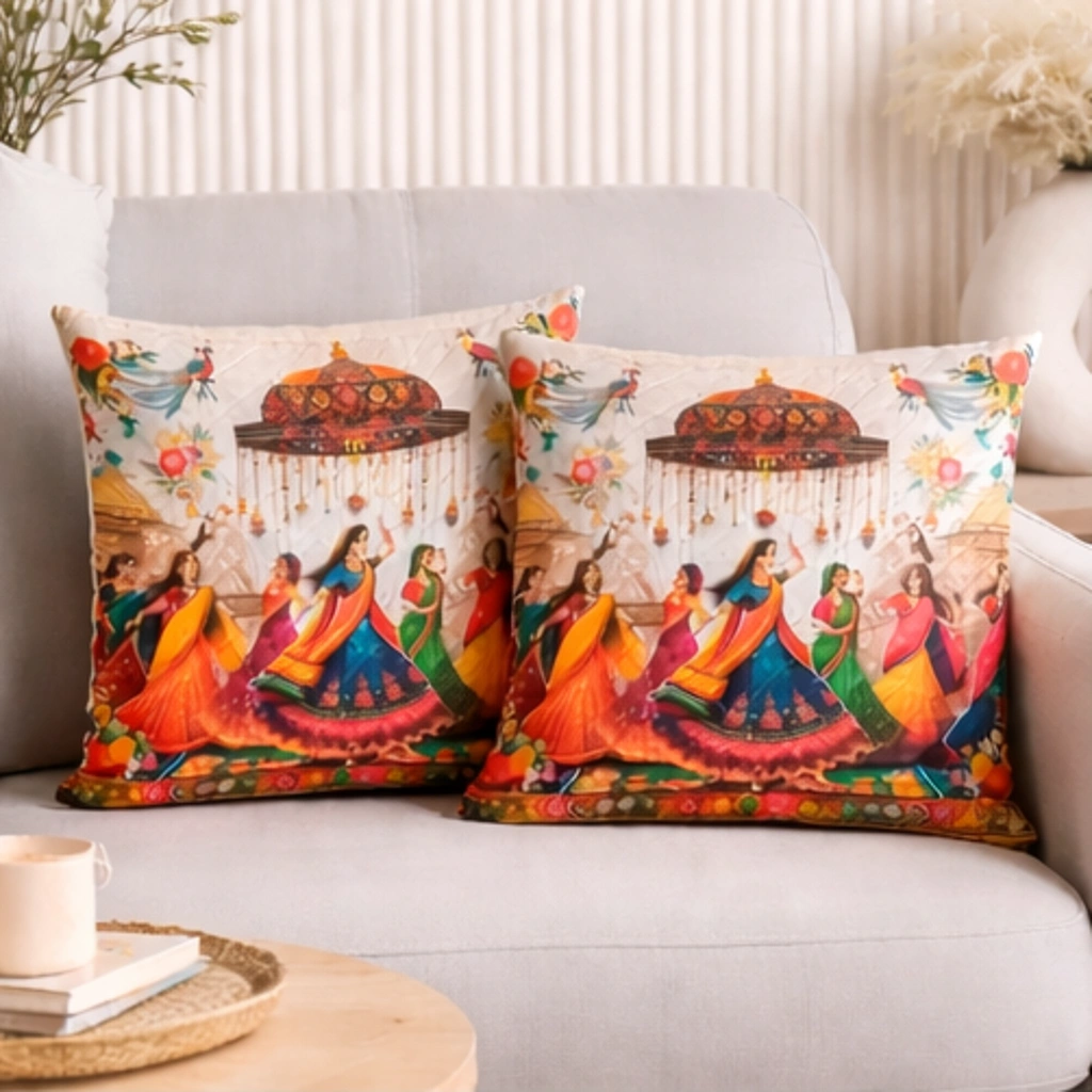 Luxury Quilted Cushion Covers – Soft European Fabric (16x16 Inch, Set of 2) | Premium Sofa Decor